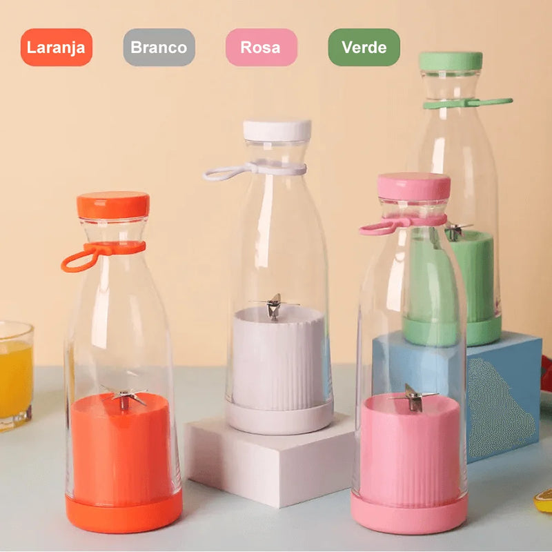 Mini liquidificador portátil com 6 lâminas + cabo USB